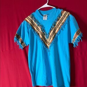Fruit of the Loom Turquoise Tee with Fringe
